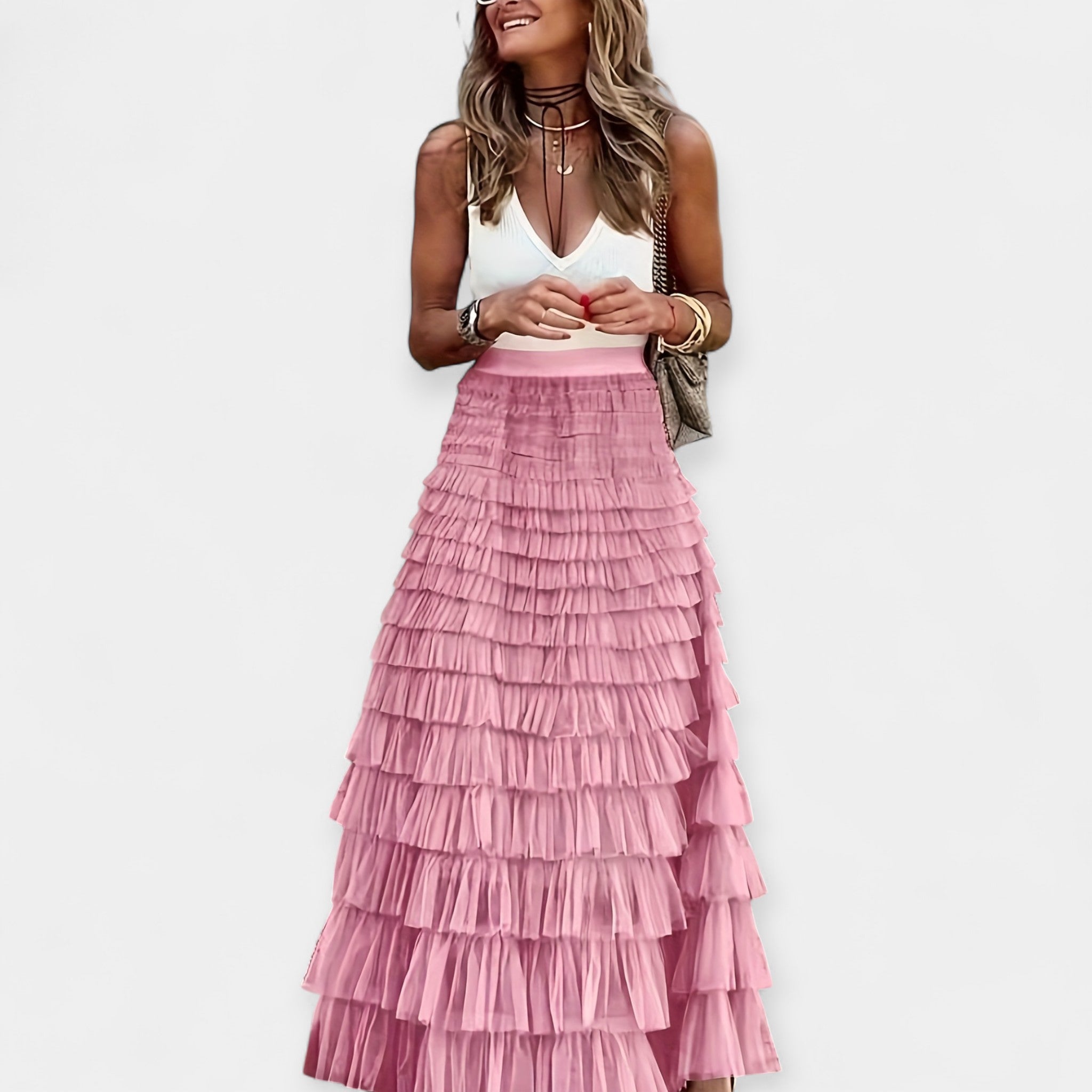 Lady Penelope Boho Skirt with Net Satin Hem