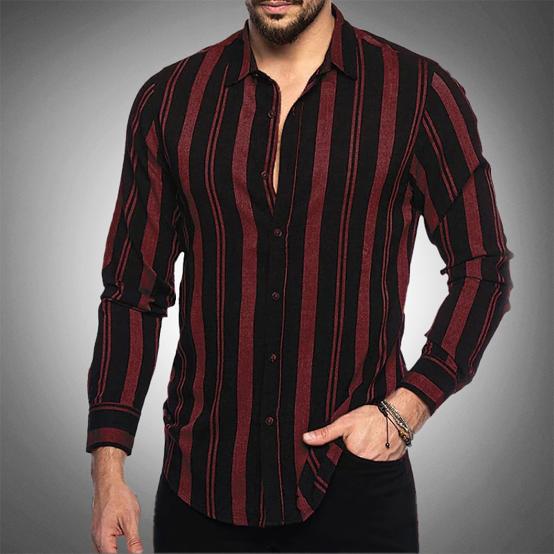 Sir Owen Long Sleeve Button-Up Striped Shirt