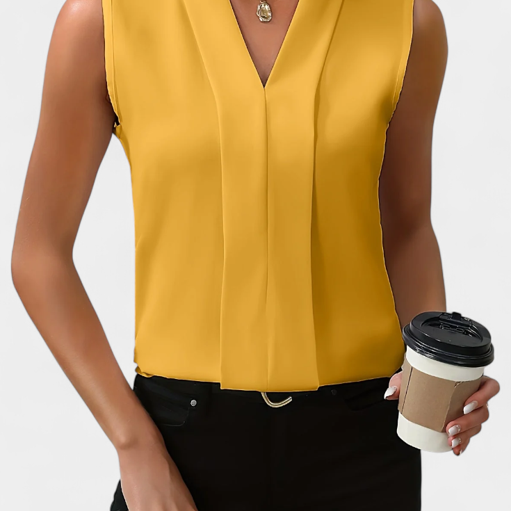 Lady Hannah Sleeveless Blouse with V-Neck and Flowing Cut