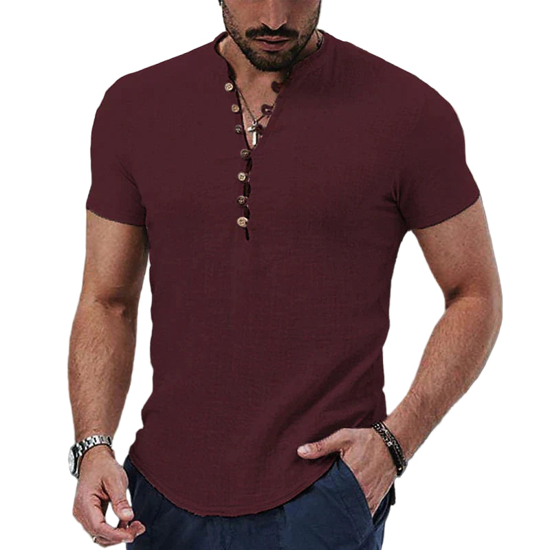 Sir Dennis Buttoned Placket Short Sleeve Polo Shirt
