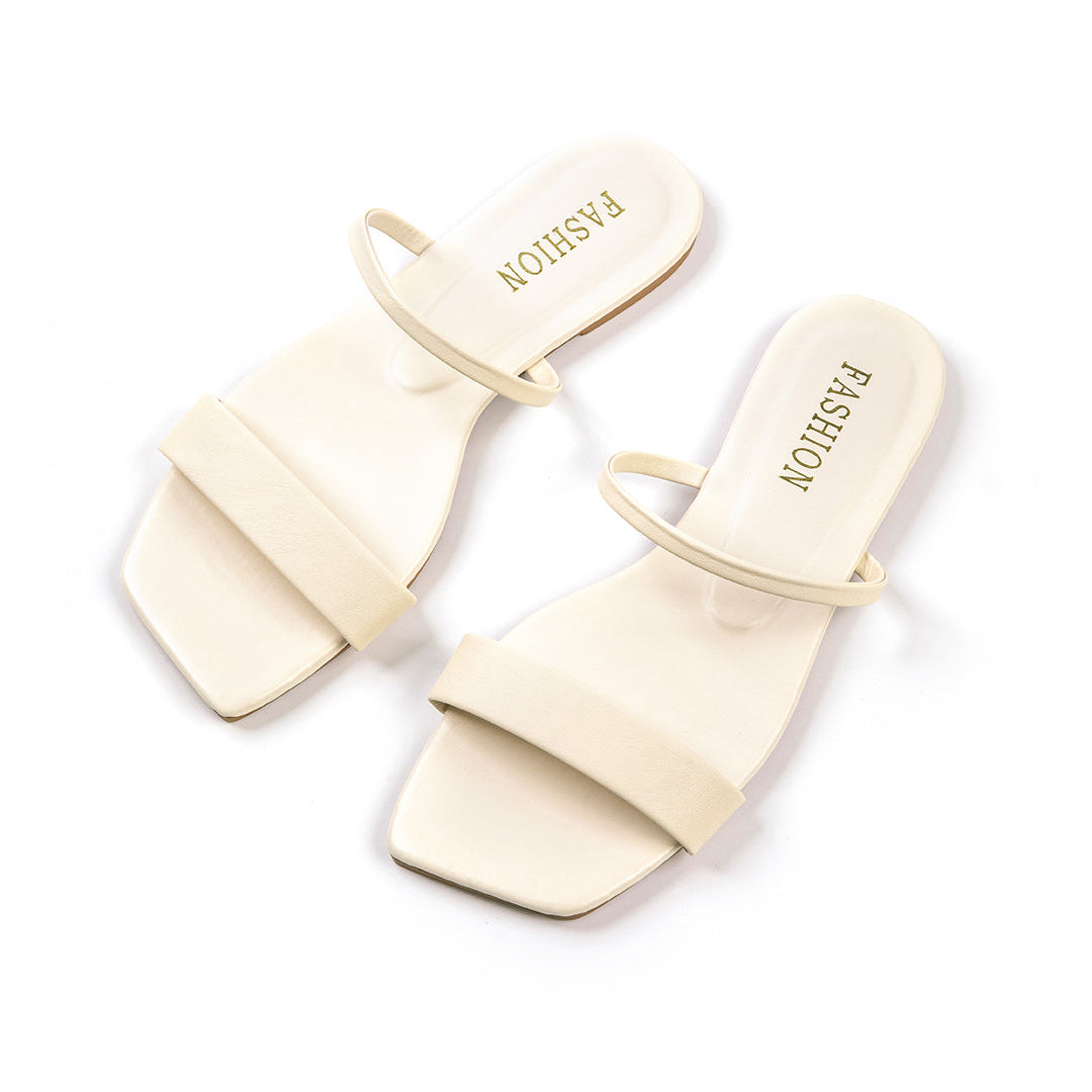 Lady Celestia Basic Square-Toe Flat Sandals