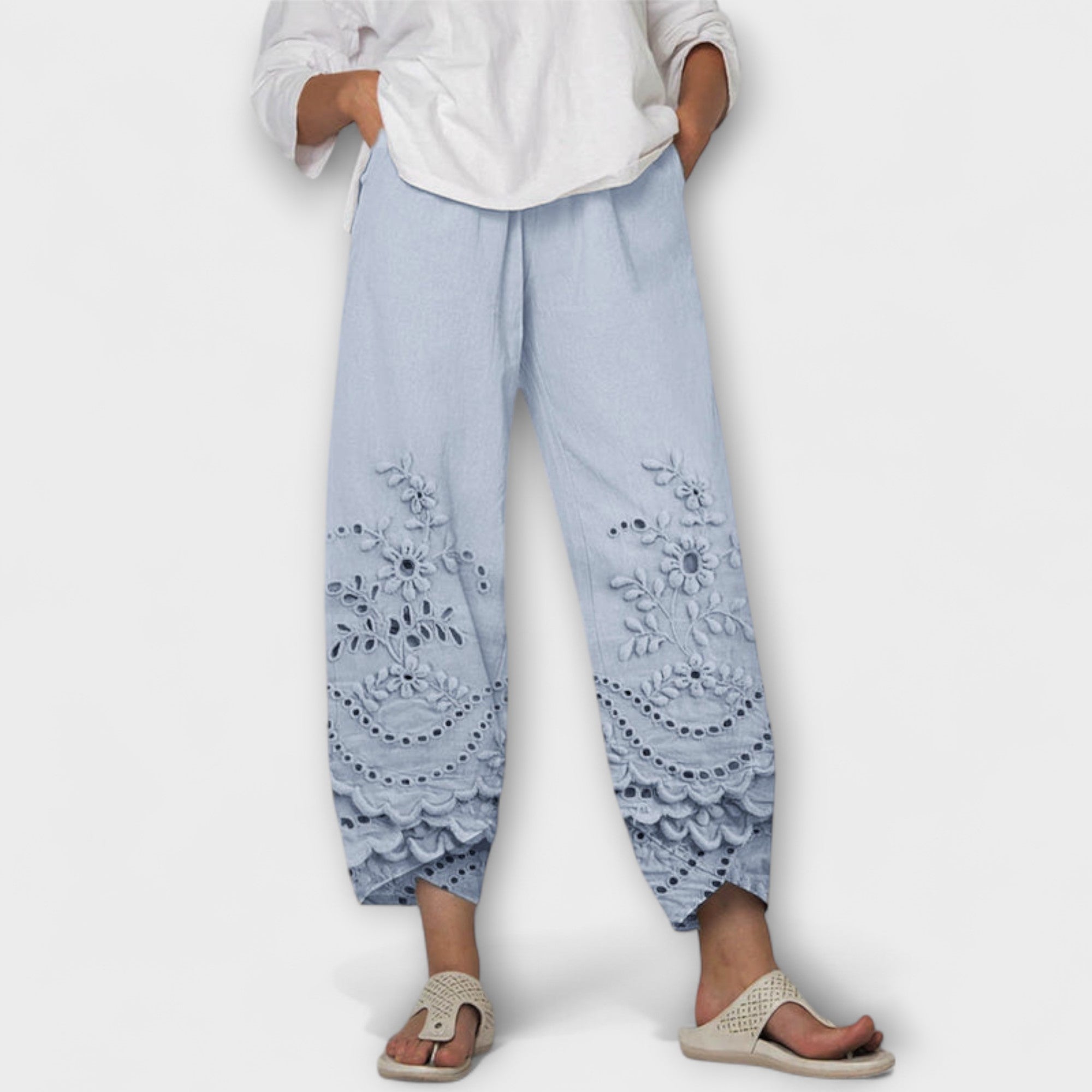 Lady Chloe Elegant Printed Lace Trousers