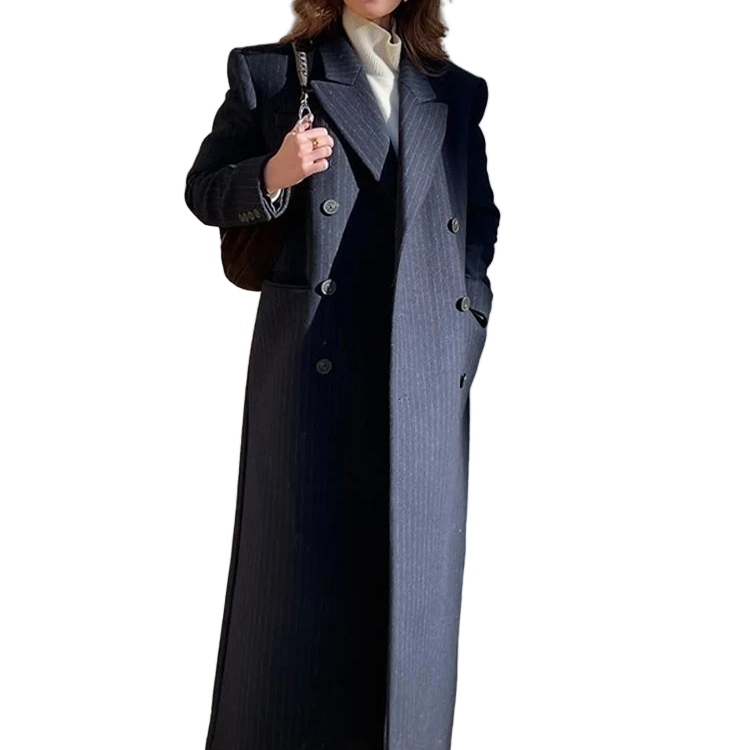 Lady Emily V-neck Double-breasted Casual Long Trench Coat