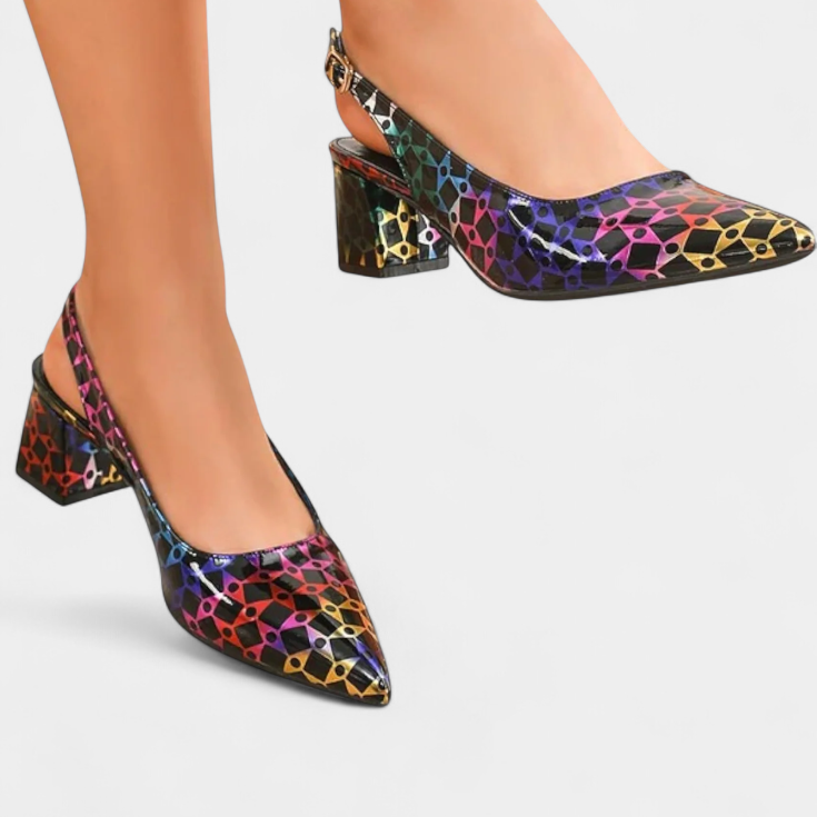 Lady Karthleen Chunky Geometric Pattern Heels
