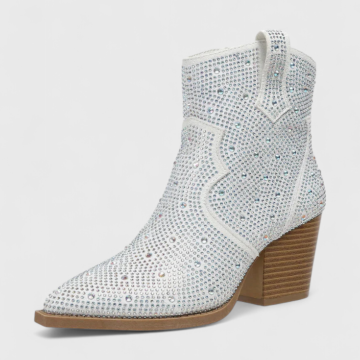 Lady Henrietta Elegant Patchwork Boots with Side Zip