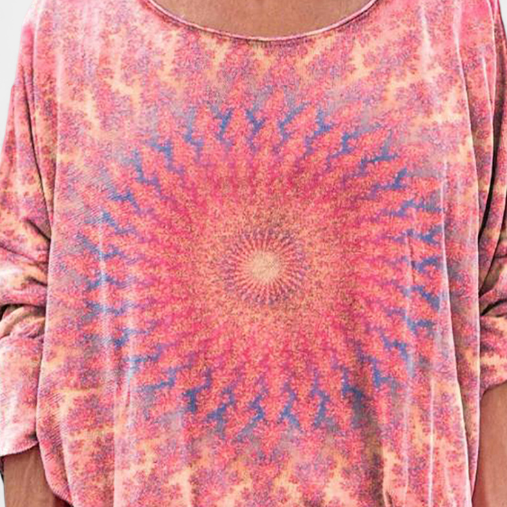 Lady Amelia Loose Blouse with Retro Bohemian Print