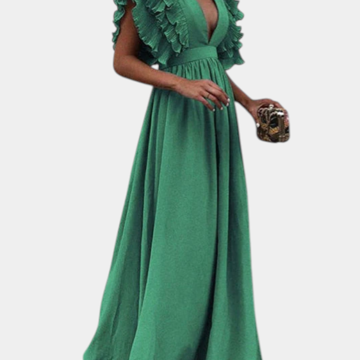 Lady Olivia Elegant Maxi Dress with Flutter Sleeves
