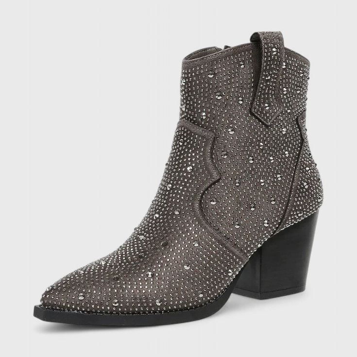 Lady Henrietta Elegant Patchwork Boots with Side Zip