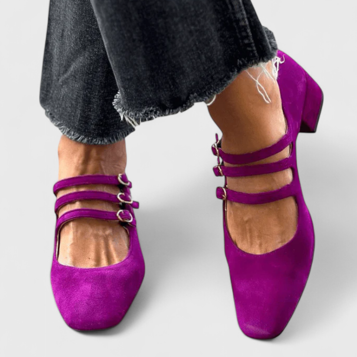 Lady Seraphina Evdokia Multi-Strap Square-Toe Heels