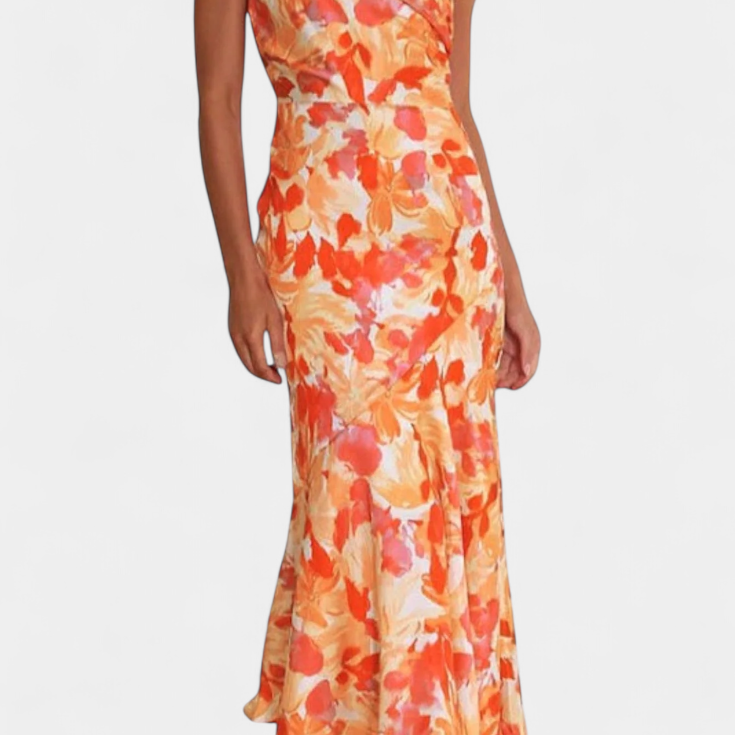 Lady Rosie One-Shoulder Asymmetric Dress with Floral Print