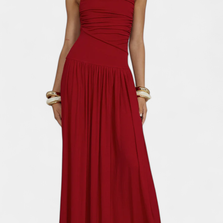 Lady Grace Sleeveless Maxi Dress with Side Draping