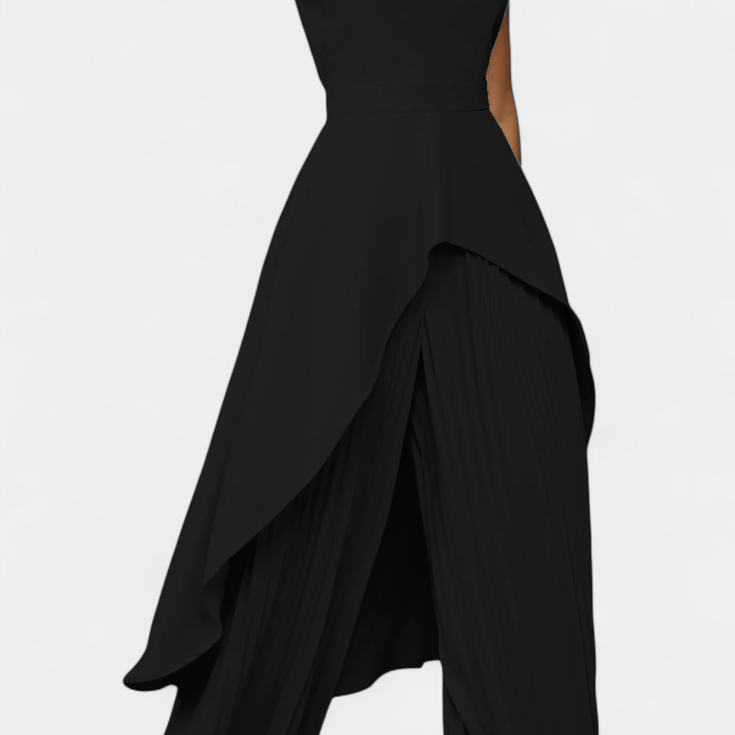 Lady Immy Asymmetric Two-Piece Set with Pleated Trousers