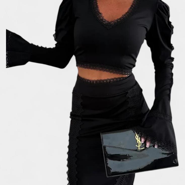 Lady Tilly Lace Top and High-Waist Mini Skirt Set