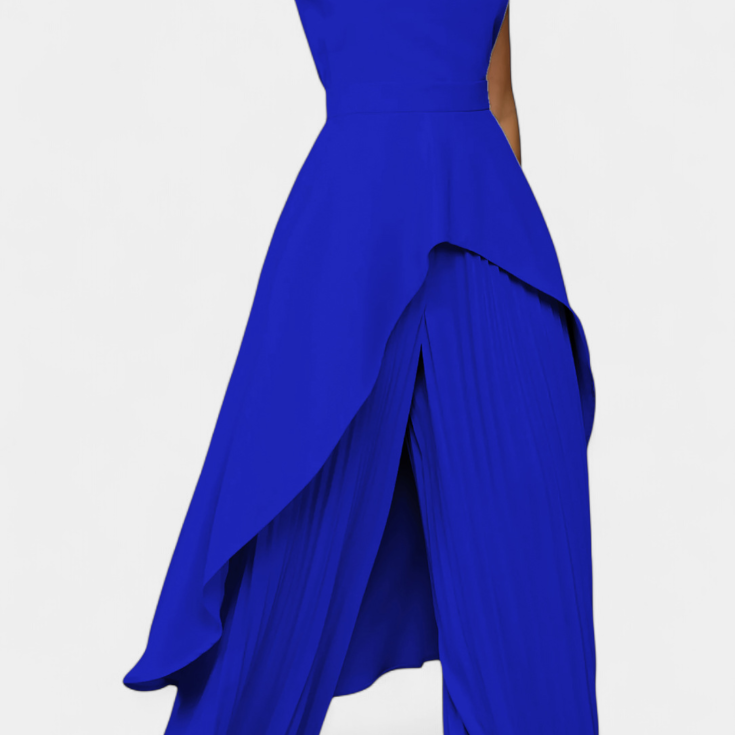 Lady Immy Asymmetric Two-Piece Set with Pleated Trousers