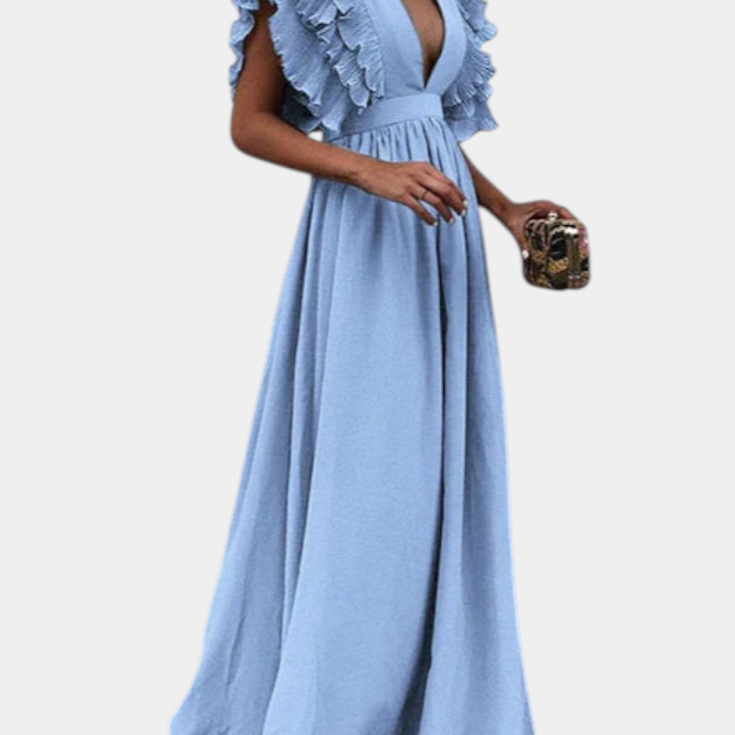 Lady Olivia Elegant Maxi Dress with Flutter Sleeves