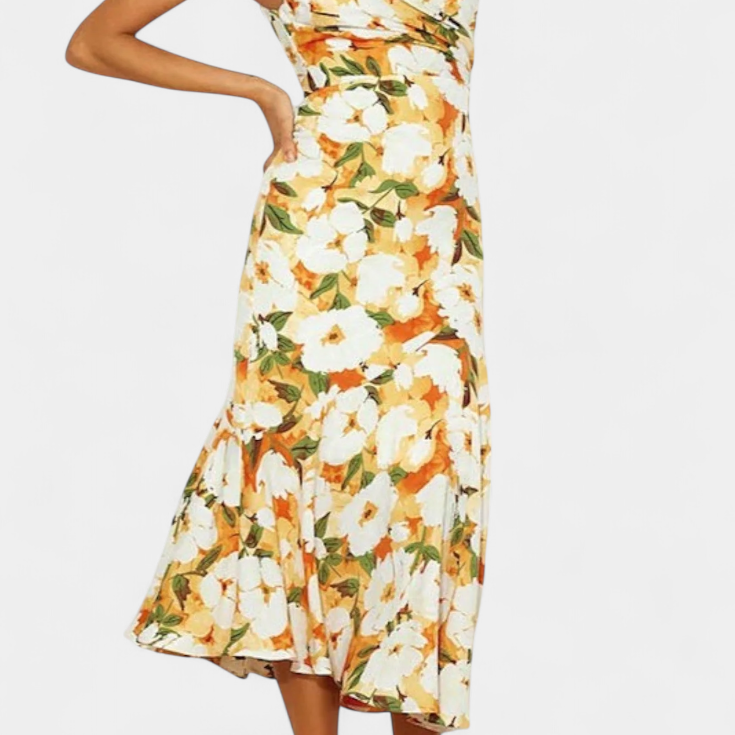 Lady Rosie One-Shoulder Asymmetric Dress with Floral Print