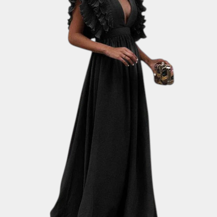 Lady Olivia Elegant Maxi Dress with Flutter Sleeves