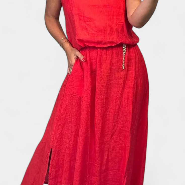 Lady Isla Linen & Cotton Vest and Skirt Set