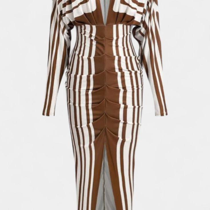 Lady Emily Long Dress with Floral Print, V-Neckline and Side Slit