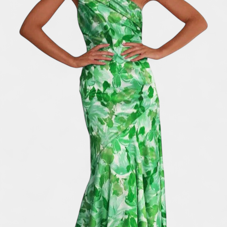Lady Rosie One-Shoulder Asymmetric Dress with Floral Print