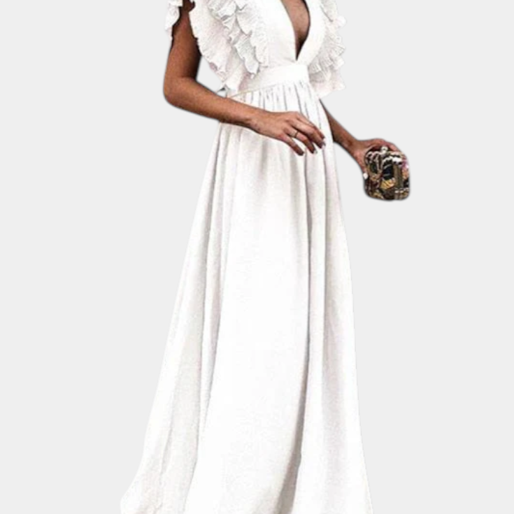 Lady Olivia Elegant Maxi Dress with Flutter Sleeves